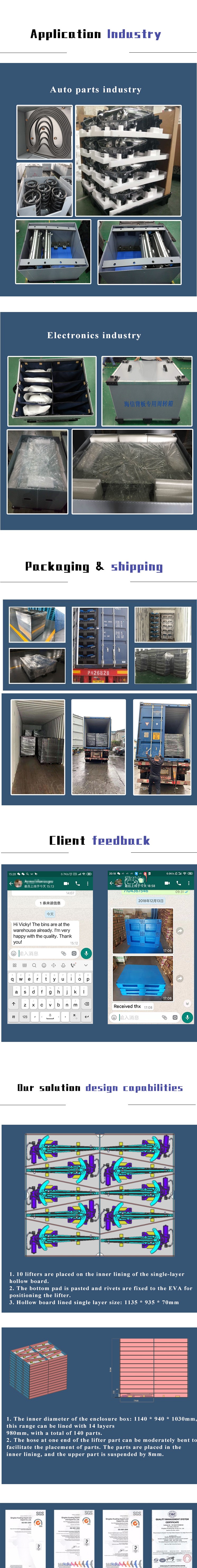 Customized Collapsible Corrugated autopack care packaging automotive Plastic Box with Pallet and Lid