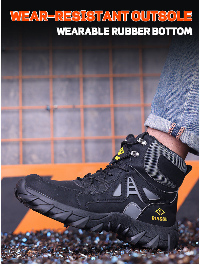Microfiber Leather Flying Knit Safety Boots Kevlar Midsole Steel Toe Safety Shoes Rubber Work Shoes