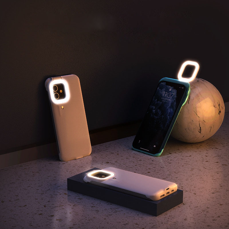 BiDa Shockproof Phone Cases Selfie LED Ring Light Portable Flash Cover For Iphone