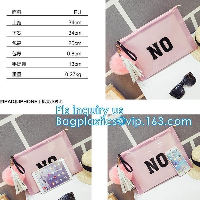 plastic slider zipper frosted PVC document bag, slider zipper frosted pvc bag garment packing with slider, Pouch Clear P