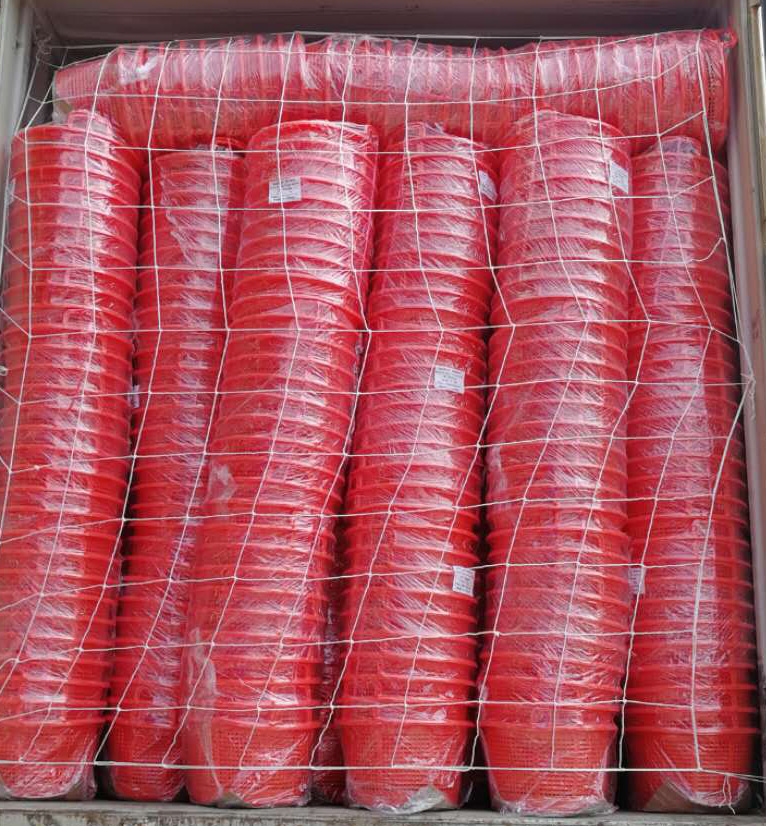 Supermarket Stackable Plastic Mesh Storage Basket For Fruit Harvest Crate Barrel 42CM