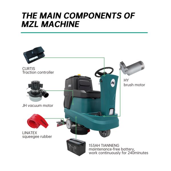 Ride On Floor Scrubber Machine 4000㎡/h Cleaning Rate 400W Suction Motor for Deep Cleaning Results