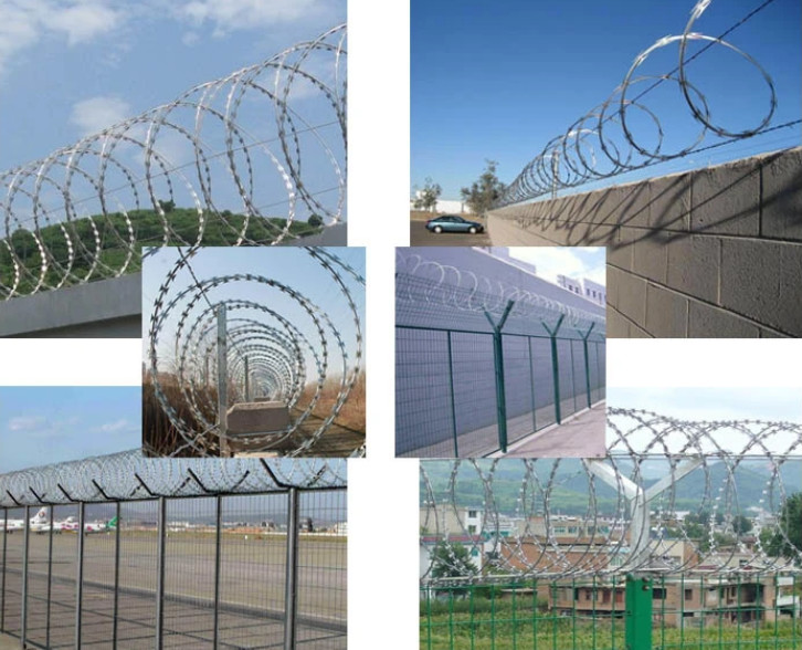 Green 8m Concertina Barbed Wire BTO-22 Concertina Razor Wire