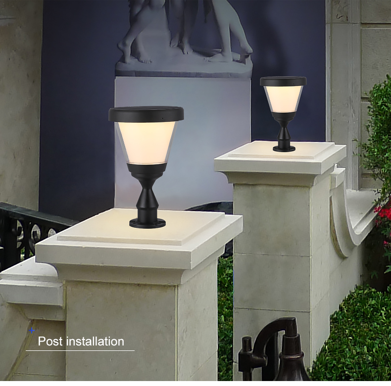 Aluminum Landscape Outdoor Garden Solar Light Light Control 3000k 6000k For Gate Pillar