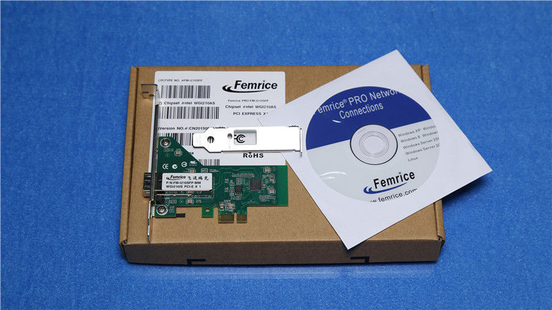 1000Mbps Intel I210 Chipset Single Port Fiber Optic Network Interface Card PCIE Interface SFP Slot Network Adapter
