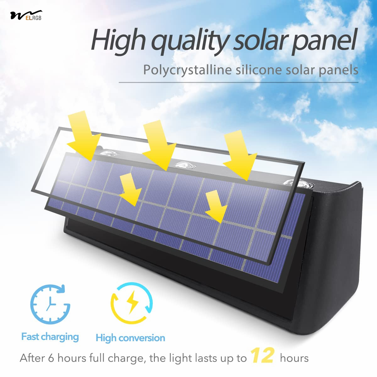 Solar Garden Lights Waterproof Upward Porch Wall Lamp with 50000 Hours Working Time
