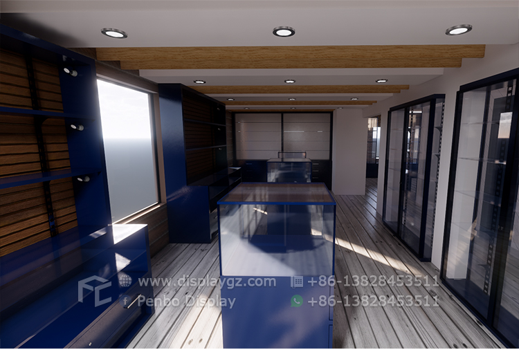 Monomer Design Blue Smoke Shop Furniture 10mm Tempered Glass