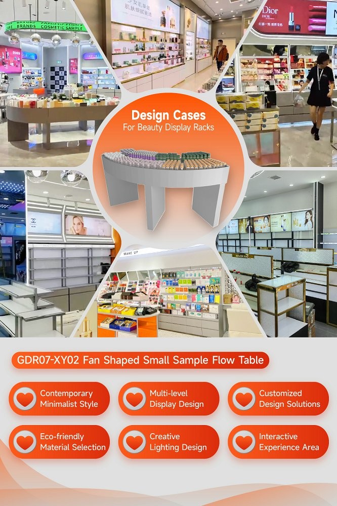 GDR07-XY02 Cosmetic Display Table with 3mm Transparent Acrylic Joint Box and Display Flexibility for Shopping Mall