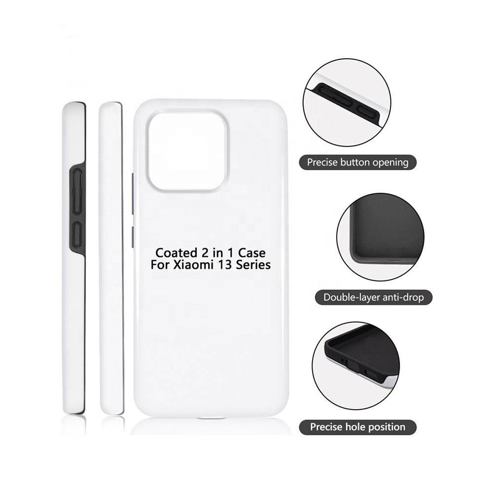 Sublimation 3D Coated Blank 2 in 1 Tough Phone Cases For Xiaomi 13 14 Pro 3D Sublimation Film Cases