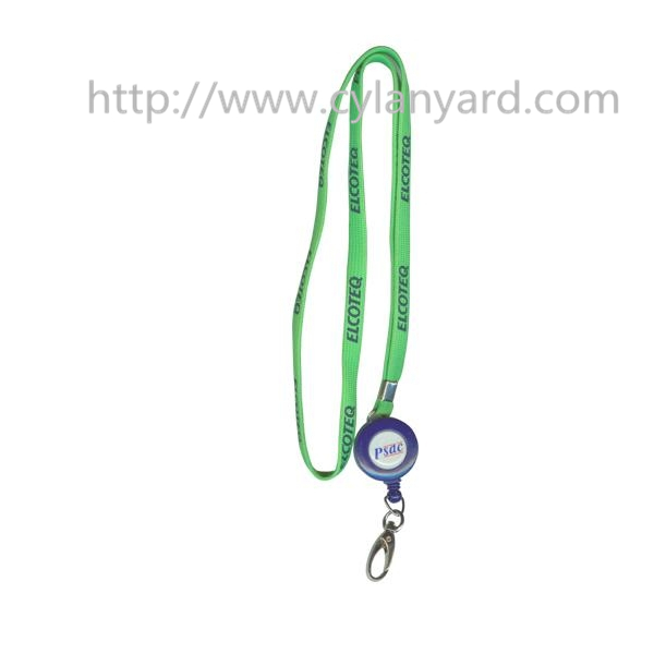 polyester tubular id badge lanyard with retractable reel