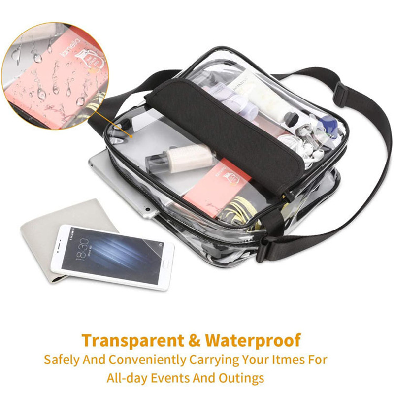 Customized Logo Clear Crossbody Purse Bag Letter Patches Available Stadium Approved Gym Clear Shoulder Tote Bag
