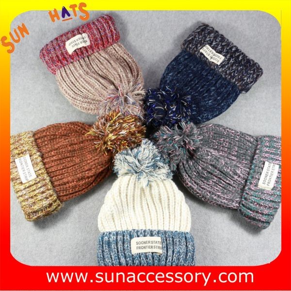 AK17014 Sun Accessory customized wholesale knitted beanie caps and hats with Pom pom ,caps in stock MOQ only 3 pcs