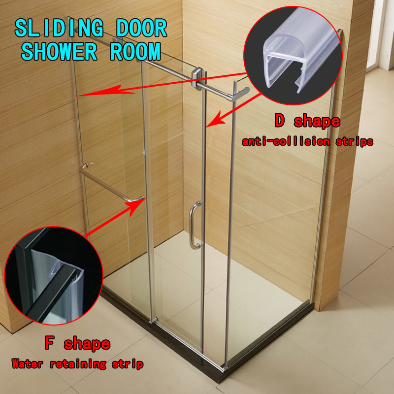 D Shape Shower Door Seal Strip Anti Collision For 8mm Glass