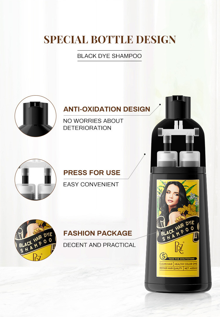 5 minutes fast dyeing magic grey coverage black hair dye shampoo