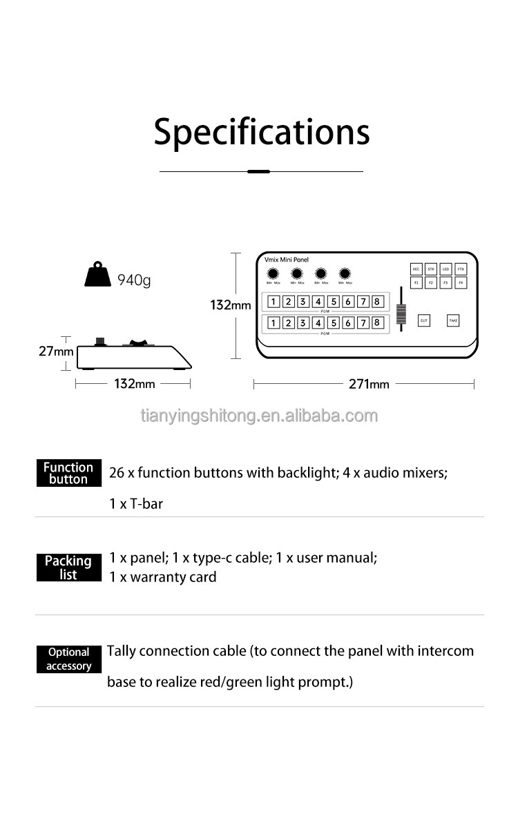 TYSTVideo Recording and Broadcasting Control Panel Vmix Mini Directing Switch Keyboard