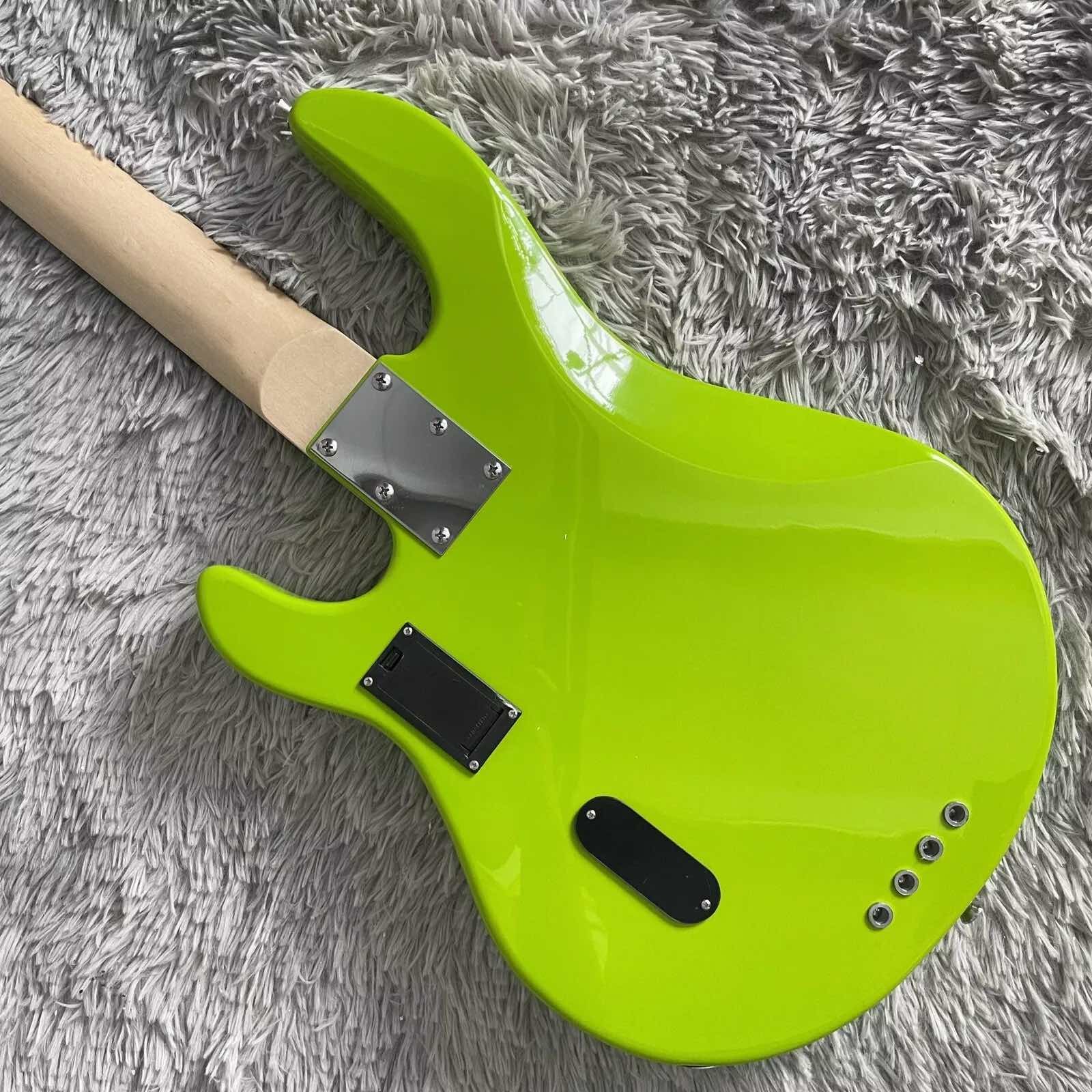 Custom 4 Strings Stingray Electric Bass Guitar in Green with White Pickguard Rosewood Fretboard
