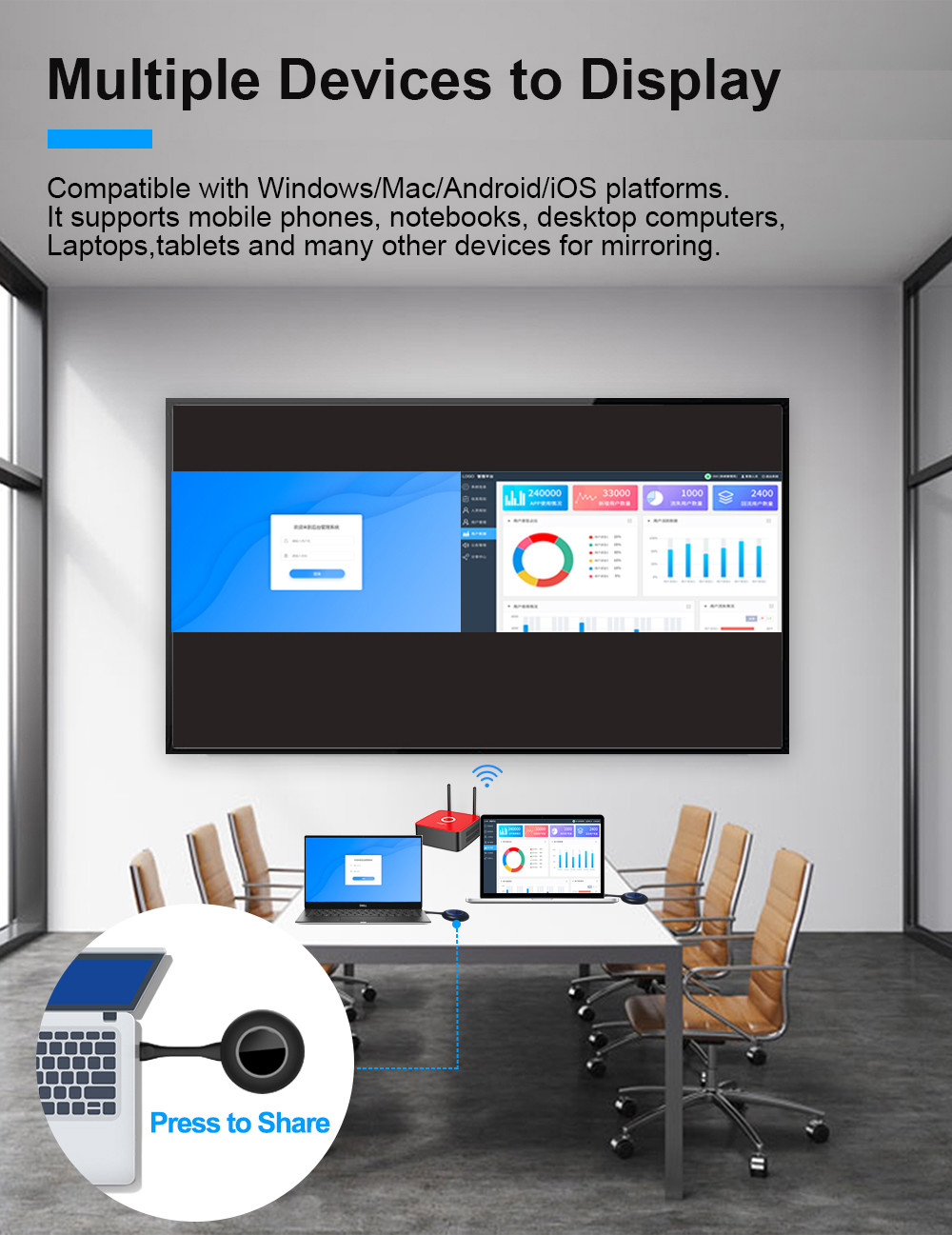 65 m Mirroring Streaming Hdmi Wireless Connection Miracast Airplay