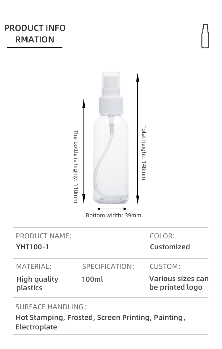 OEM 100ml Plastic Packaging Bottles For Personal Care Sanitizer