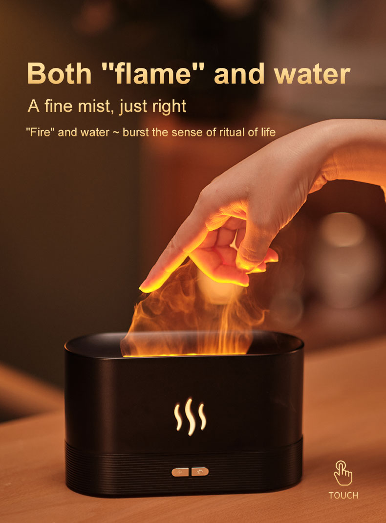 2023 Hot Selling Aroma Diffuser 180ml 3D Fire Humidifier Ultrasonic Fragrance Flame Humidifier