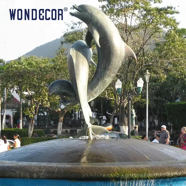 Bronze Water Fountain Sculpture Live Sized Dolphin Statue Fountain
