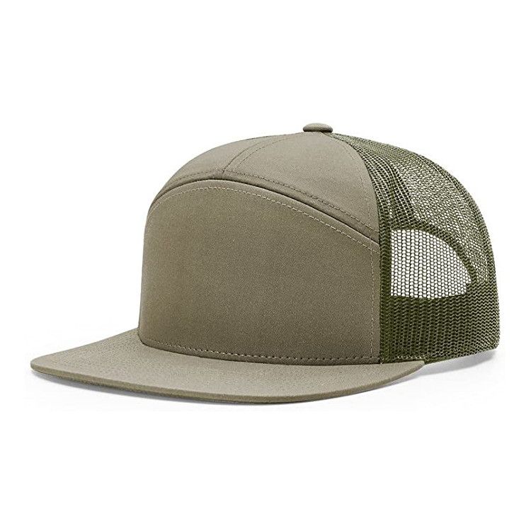 56CM 7 Panel Trucker Cap Richardson Blank Flat Brim 958 Snapback Hat For Men