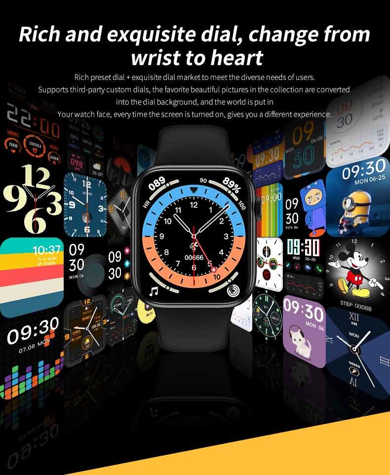 44mm 1.72" Heart Rate Bluetooth Fitness Watch Pk IWO12 W26