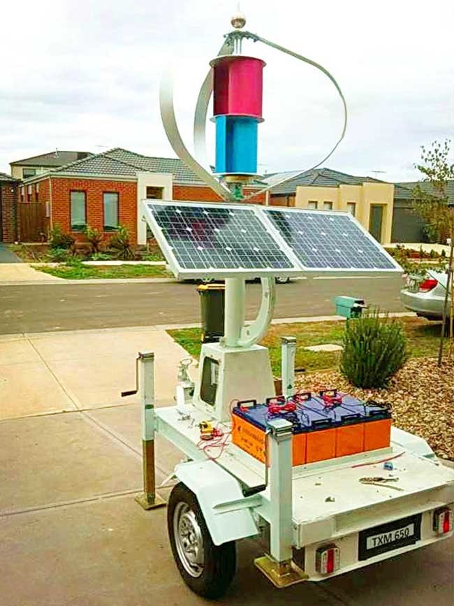 Mobile Lighting Combined Solar And Wind Energy System 20 Years Design Life