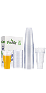 32oz Plastic Cups with Lids and Straws