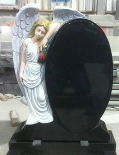 Unique Upright Granite Headstones , European Style Black Headstones For Graves