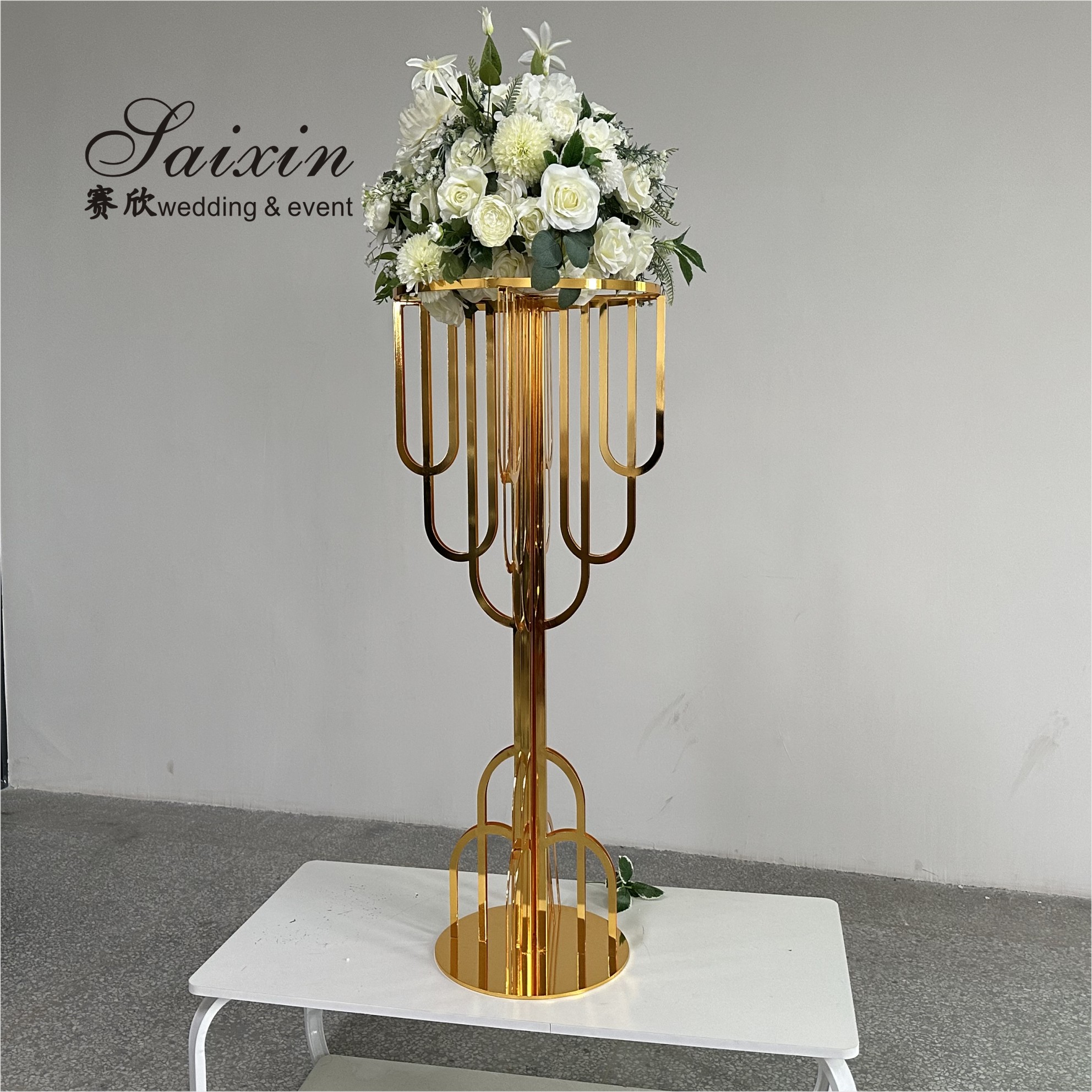 Hot Sale Stainless Steel Wedding Table Decoration Silver Flower Arrangement Stand