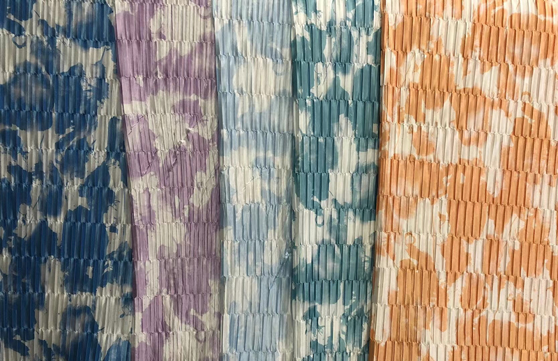 Floral Stripes Dyed Print Moss Poly Crepe Woven Fabric 60 Inch