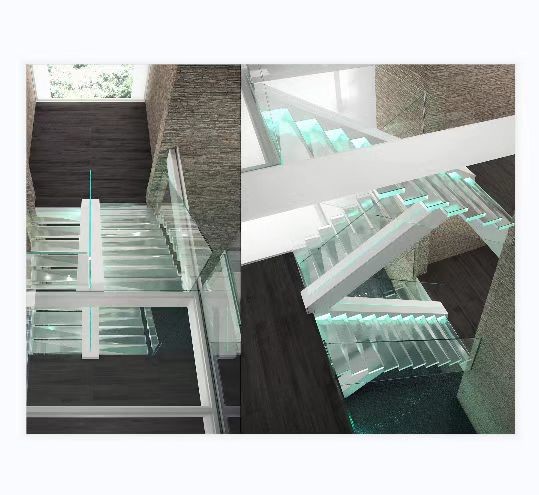 Space Saving Glass Spiral Staircase