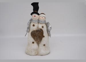 China Lighted Holiday Decorative Snowman Figurine , Double Resin Snowman Figurines on sale