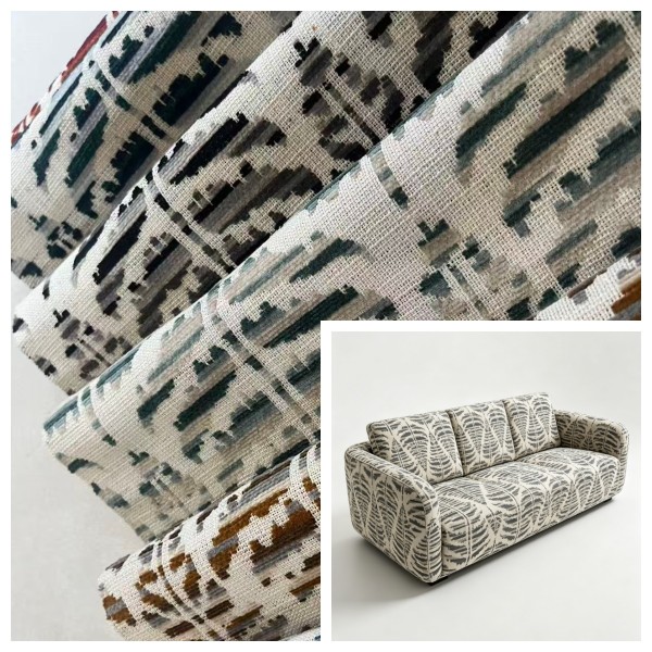 430GSM Fern leaf abstract Jacquard woven fabric for sofa