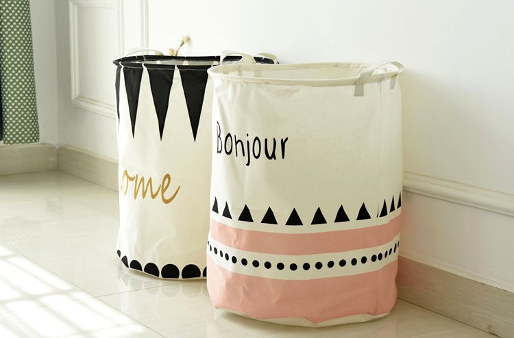 Promotional Cotton Linen Foldable Laundry Basket Dirty Laundry Organizer