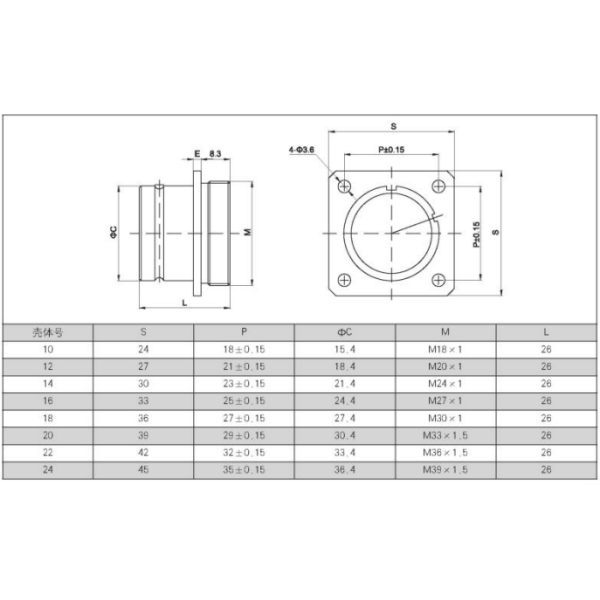 Circular Connector Y3A-1832ZK10 32 Pin Socket Bayonet Flange Mount Connector