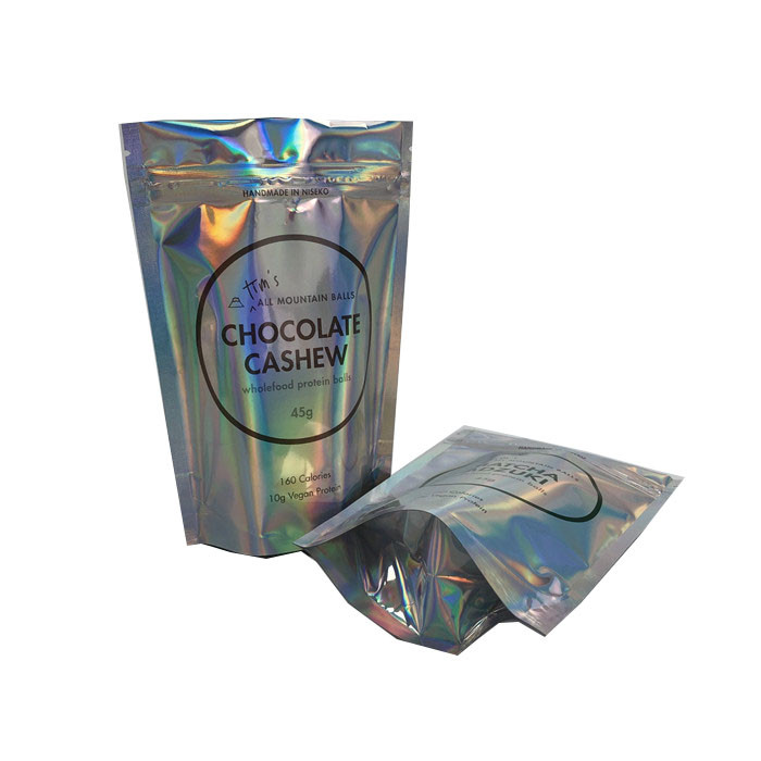 CYMK Zipper Holographic Stand Up Pouches For Protein Balls