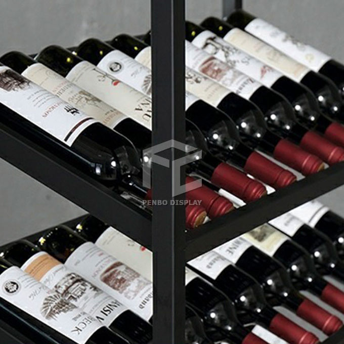 Electroplate Stainless Steel Wine Display Cabinet OEM Metal Wine Racks Free Standing