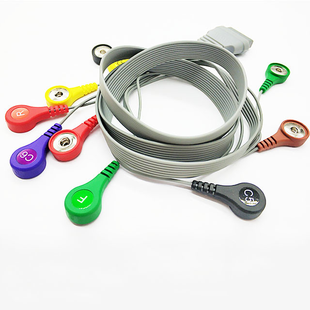 Edan SE-2003&SE-2012 Grey 5 7 10 Leads IEC/AHA Snap/Clip Holter ECG Wires With Snap