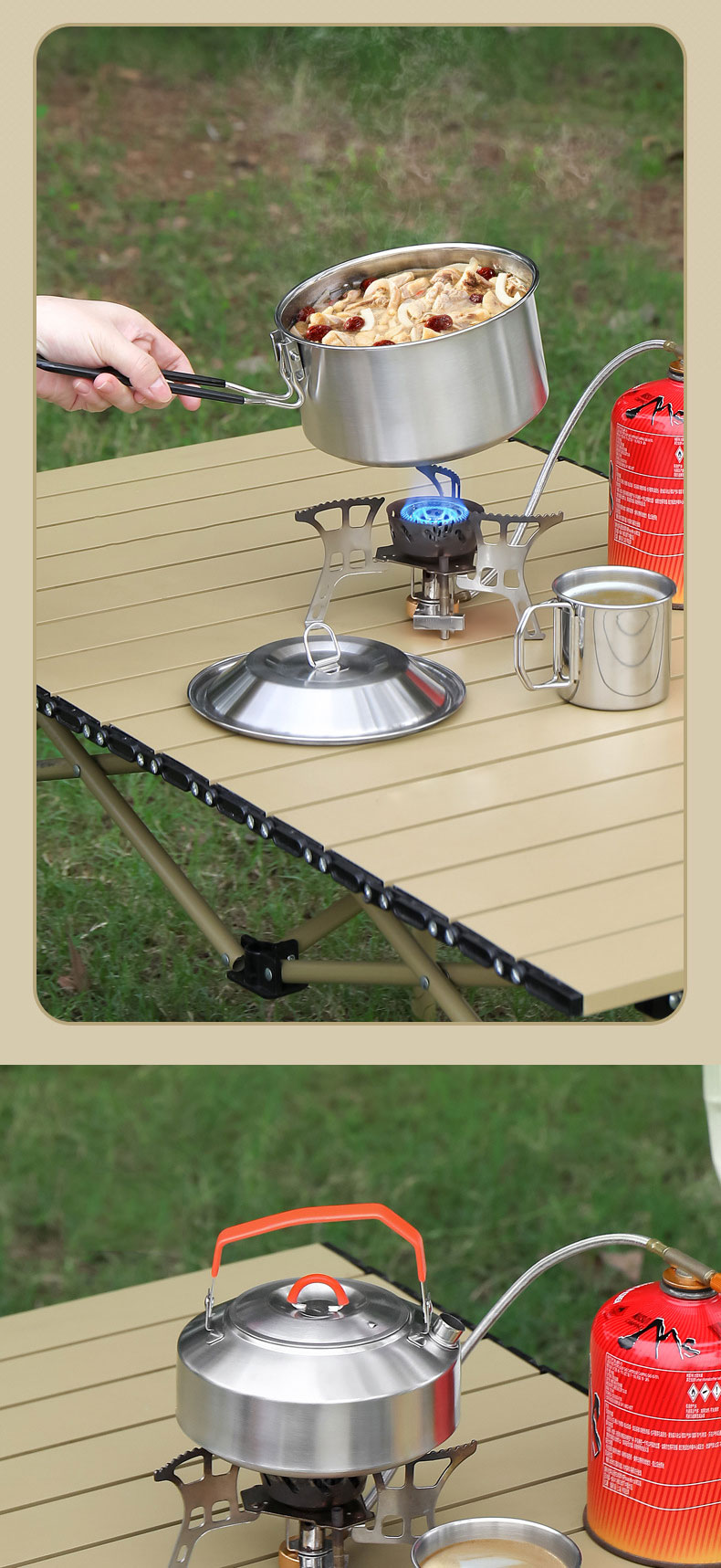 Hot Sale 304 Stainless Steel Outdoor Camping Cookware Mess Kit Portable Picnic Pot Pan Camping Cooking Set