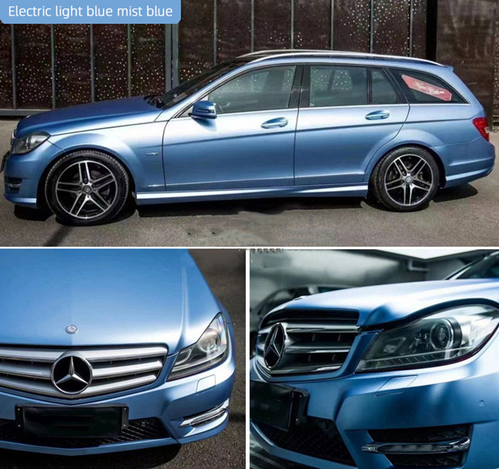 Metallic Teal Mist Blue Car Wrap Film Non Fading Air Release