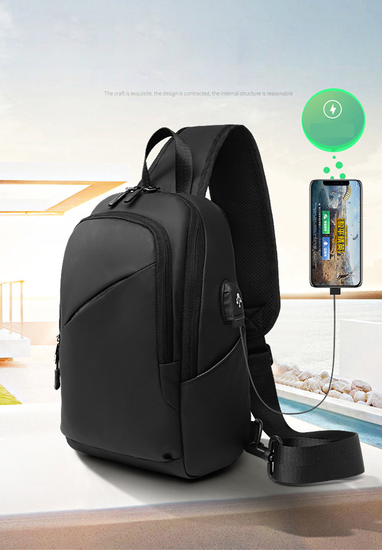 7.9 Inch IPAD USB Charging Shoulder Travel Sling Bag 18*10*30cm