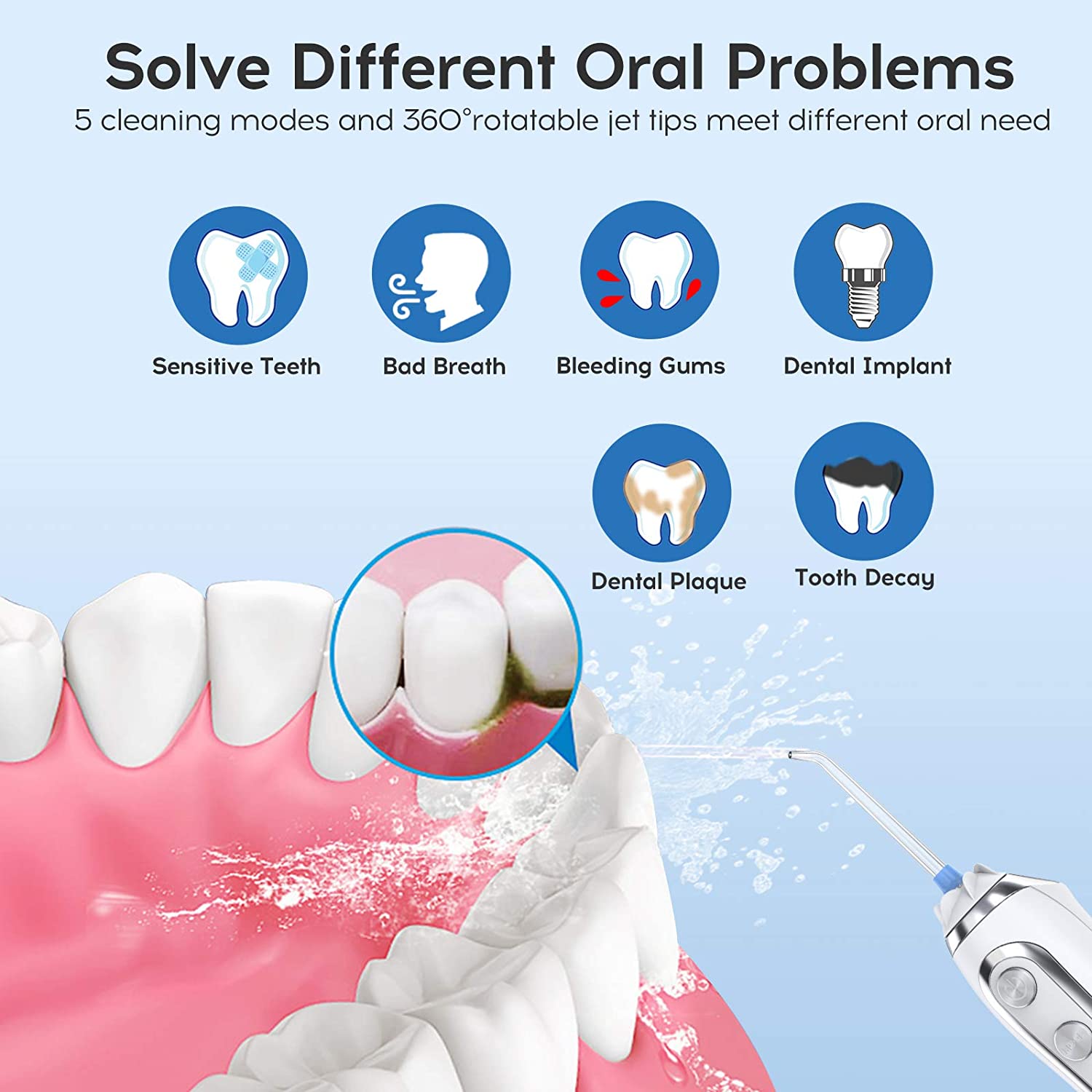FDA Approved Water Jet Flosser , Electric interdental water jet