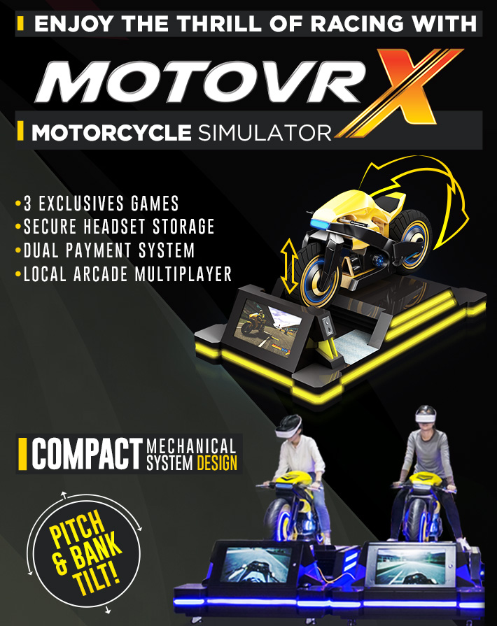 24 Inch Display VR Motorcycle Simulator Racing Games Locked Door Simple Interface