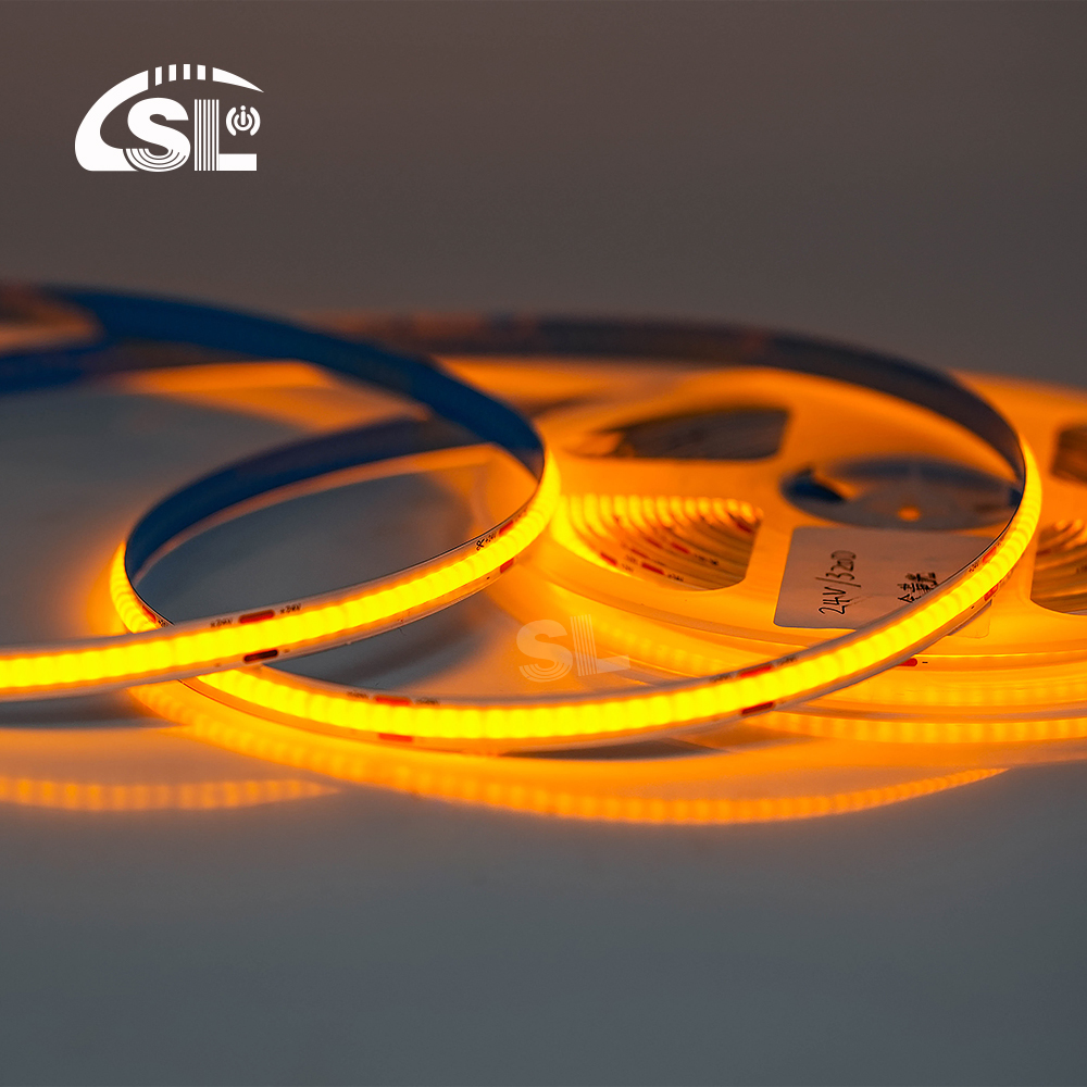 Electroplate COB 24v COB 320Ds 8mm Ra 85 Golden Yellow Light Strip for Home Lighting