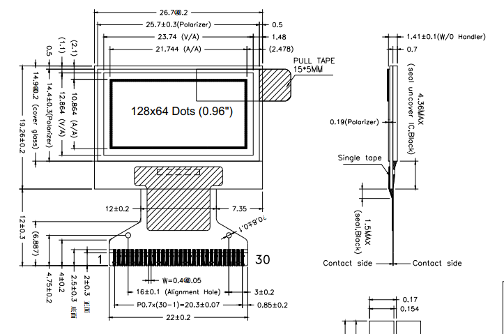 0.96 inch oled display module