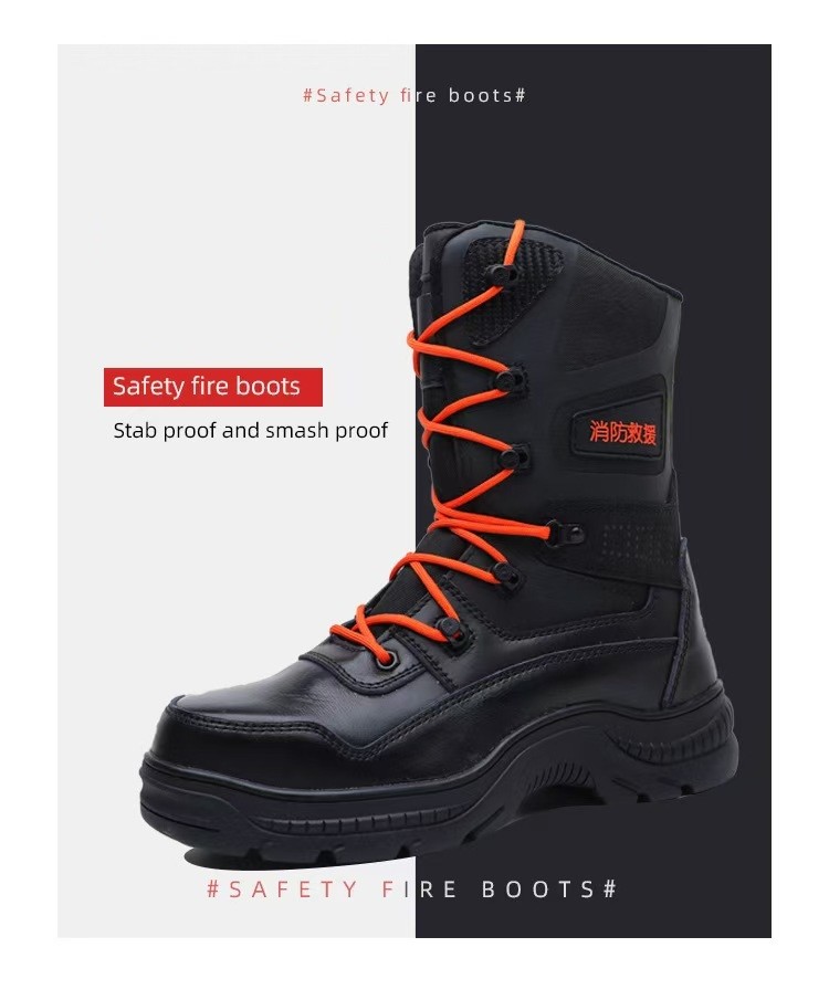 Waterproof Firefighter Rescue Boots Anti Puncture Oil Resistant Safety Boots