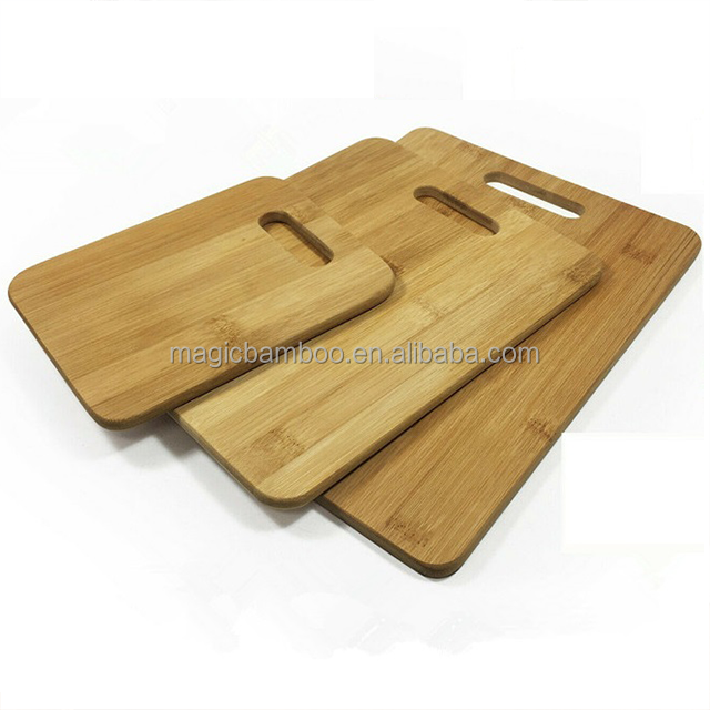 Bamboo Cutting Board Set Set of 3 with Easy Access Handle Hole and CE / EU Certification