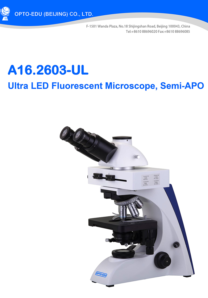 OPTO-EDU A16.2603-UL LED Fluorescent Light Microscopy 6V 30W Halogen Ultra LED Fluorescent Microscope