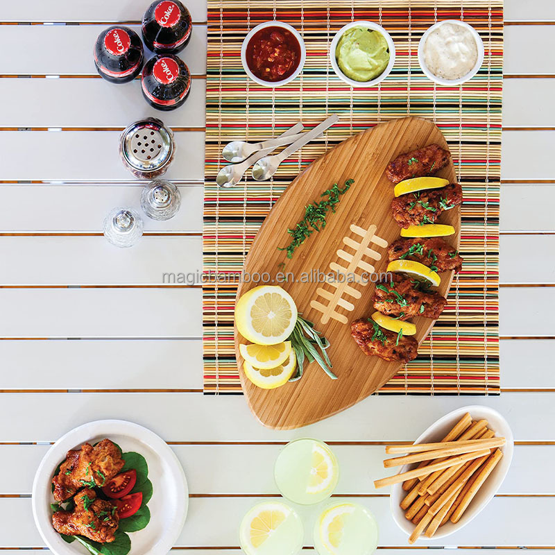 Natural Bamboo Football Cheese Cutting Board for Home Kitchen Rectangle Colour